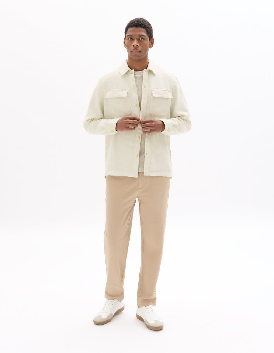 Celio* Men Off White Solid Oversized Polyester Shirts