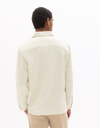 Celio* Men Off White Solid Oversized Polyester Shirts