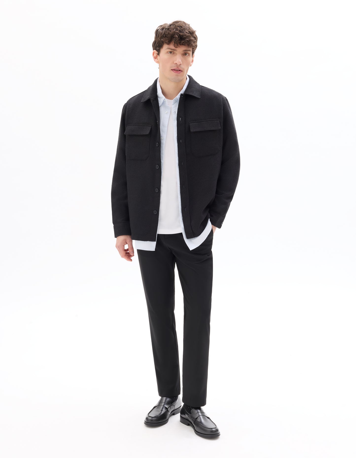 Celio* Men Black Solid Oversized Polyester Shirts