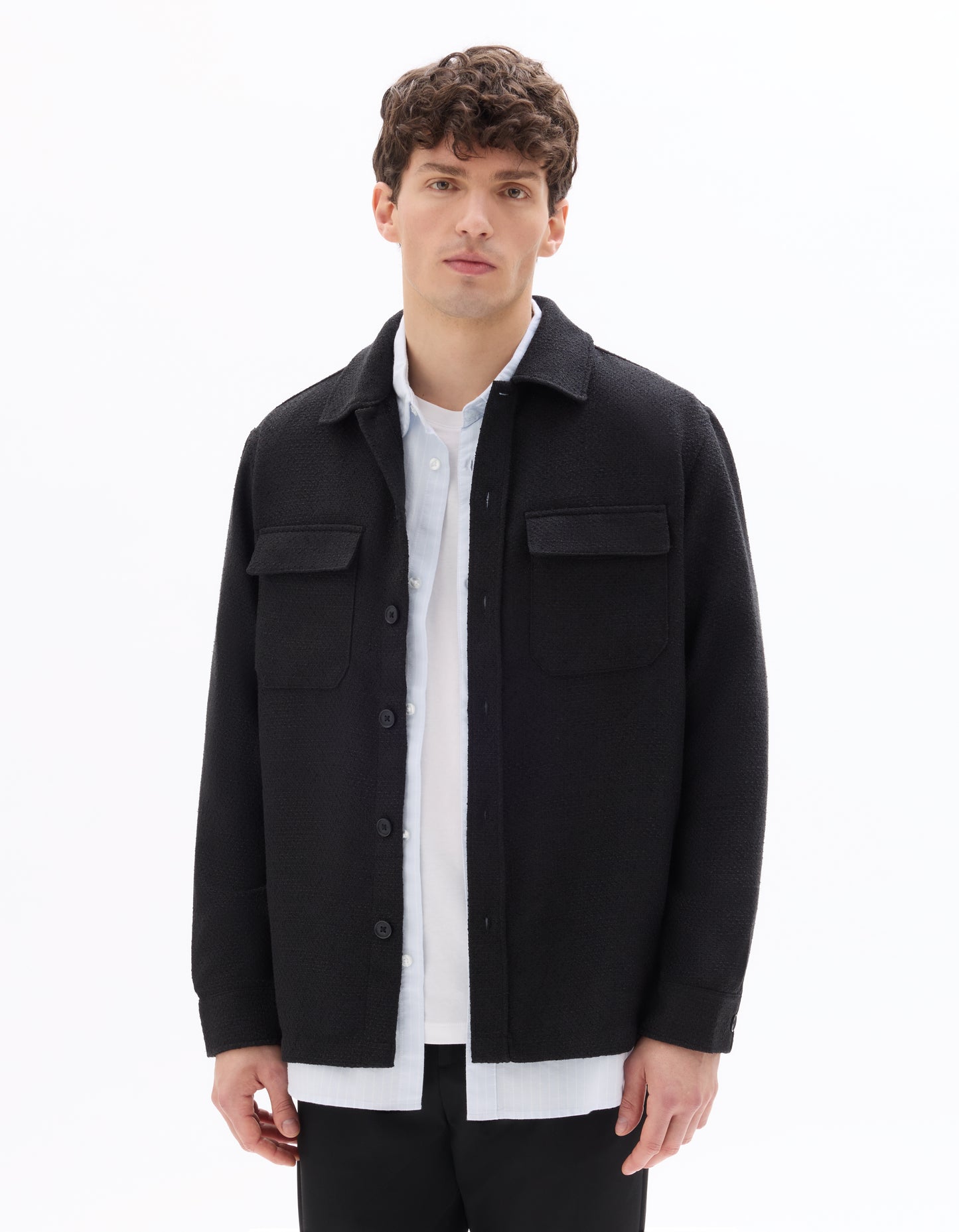 Celio* Men Black Solid Oversized Polyester Shirts