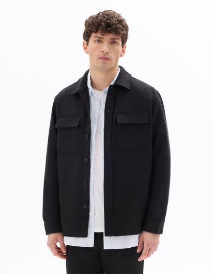 Celio* Men Black Solid Oversized Polyester Shirts