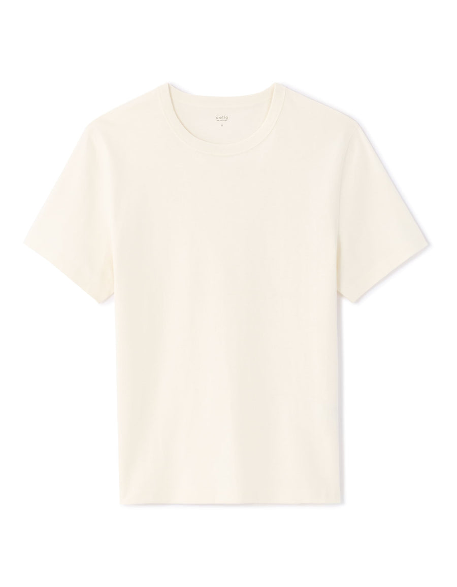 Celio Solid Regular Fit Cotton Off White Tshirts