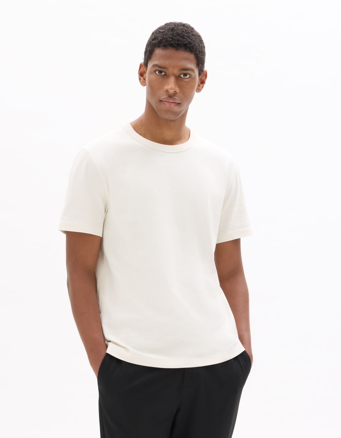 Celio Solid Regular Fit Cotton Off White Tshirts
