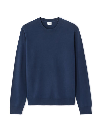 Regular Fit Poly Viscose Solid Crew Neck Sweaters - Navy Blue