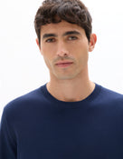 Regular Fit Poly Viscose Solid Crew Neck Sweaters - Navy Blue