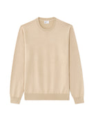 Regular Fit Poly Viscose Solid Crew Neck Sweaters - Beige