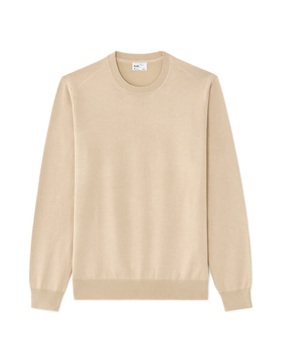 Regular Fit Poly Viscose Solid Crew Neck Sweaters - Beige
