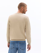 Regular Fit Poly Viscose Solid Crew Neck Sweaters - Beige