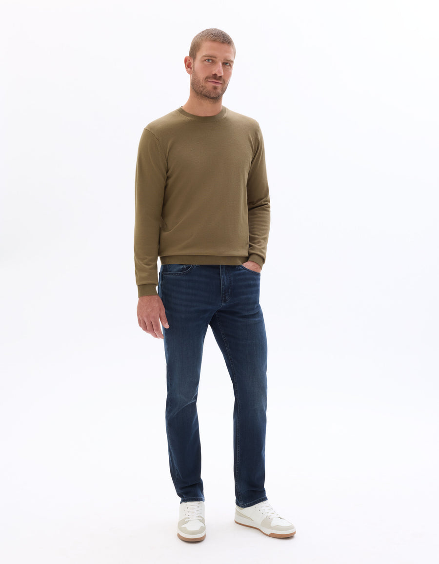 Regular Fit Poly Viscose Solid Crew Neck Sweaters - Grey