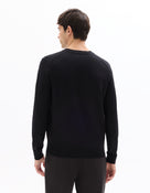 Regular Fit Poly Viscose Solid Crew Neck Sweaters - Black
