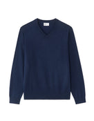 Regular Fit Poly Viscose Solid V Neck Sweaters - Navy Blue