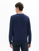 Regular Fit Poly Viscose Solid V Neck Sweaters - Navy Blue