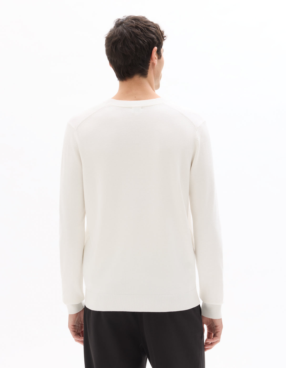 Regular Fit Poly Viscose Solid V Neck Sweaters - Off White