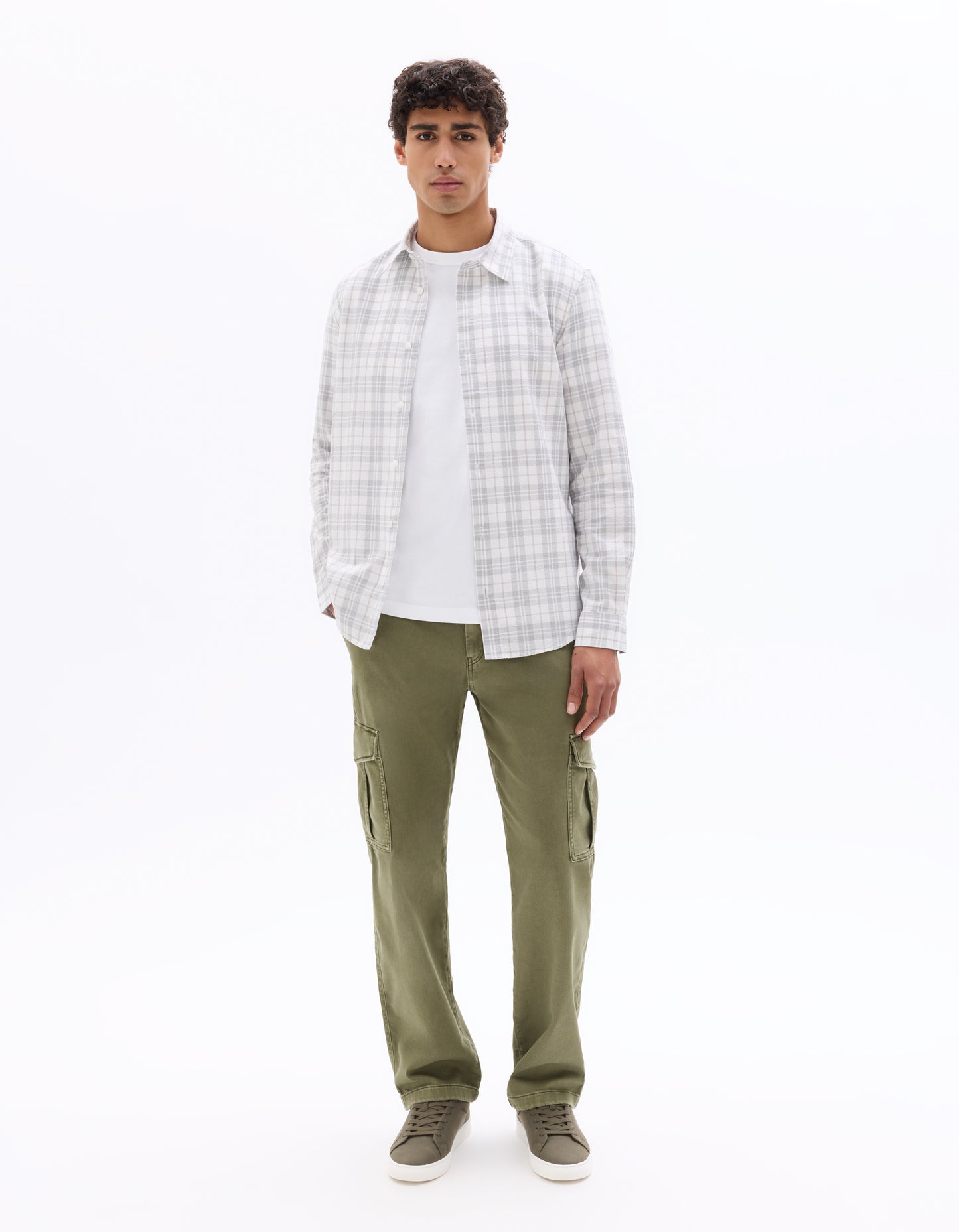 Celio Solid Straight Fit Cotton-Poly-Blend Green Trousers
