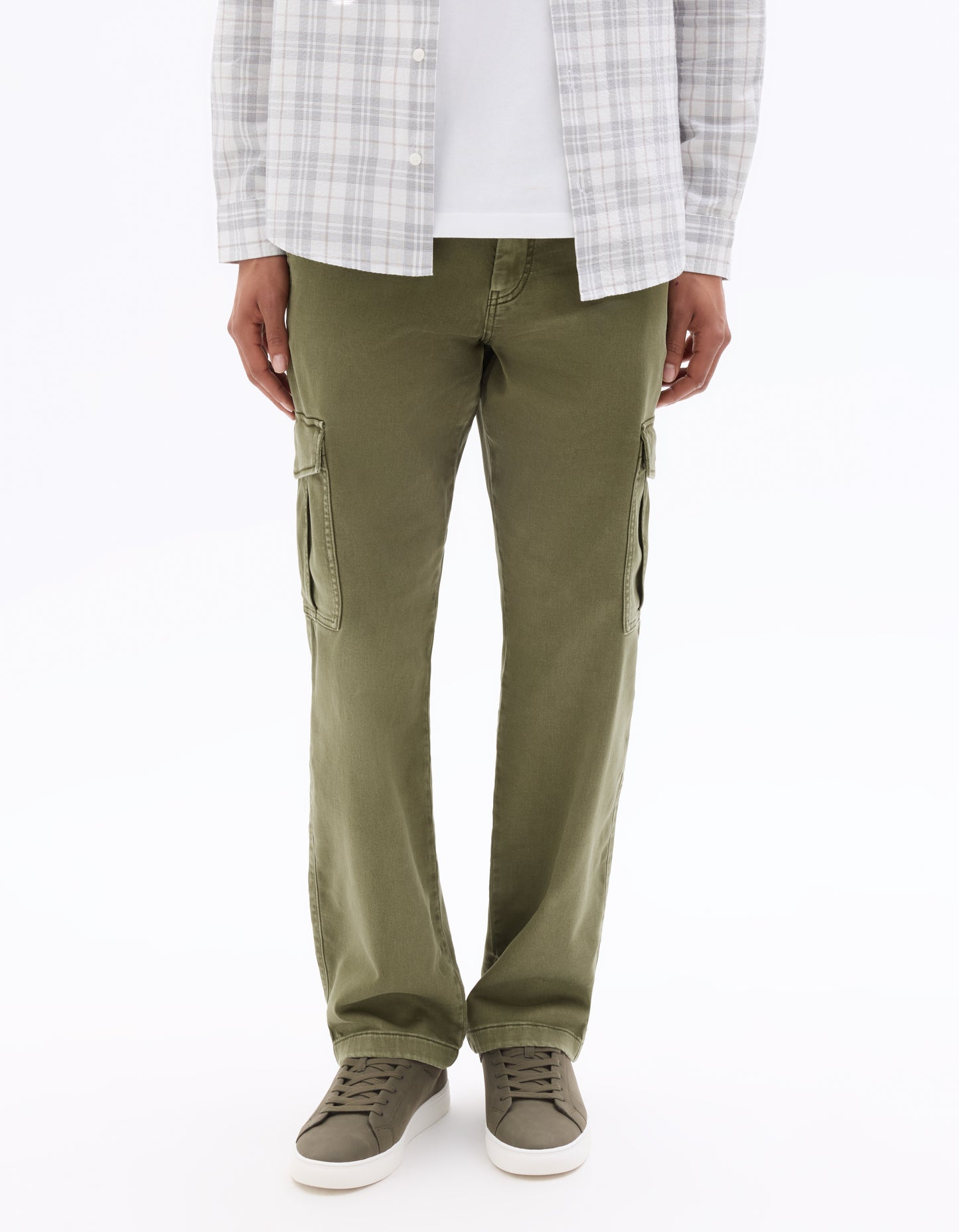 Celio Solid Straight Fit Cotton-Poly-Blend Green Trousers