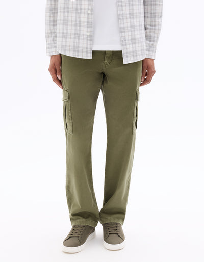 Celio Solid Straight Fit Cotton-Poly-Blend Green Trousers