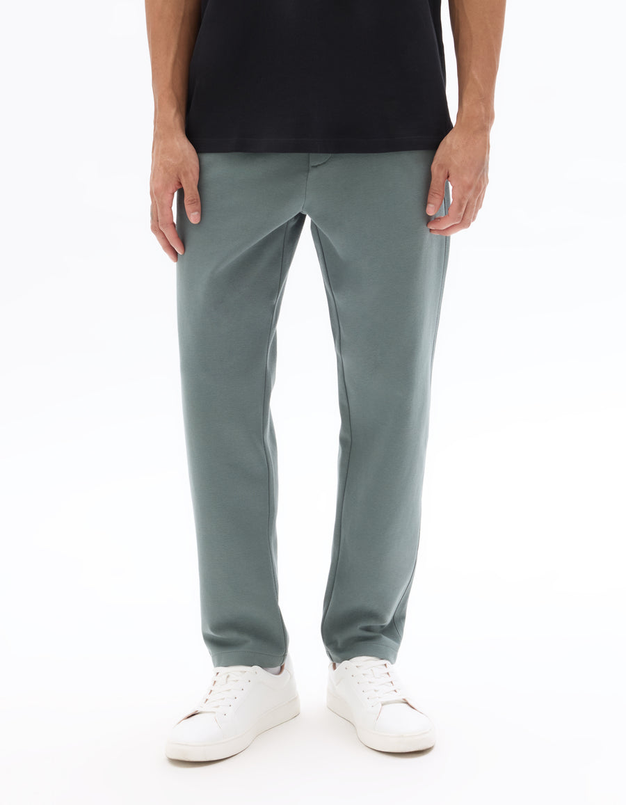 Celio Solid Slim Fit Cotton-Poly-Blend Green Trousers