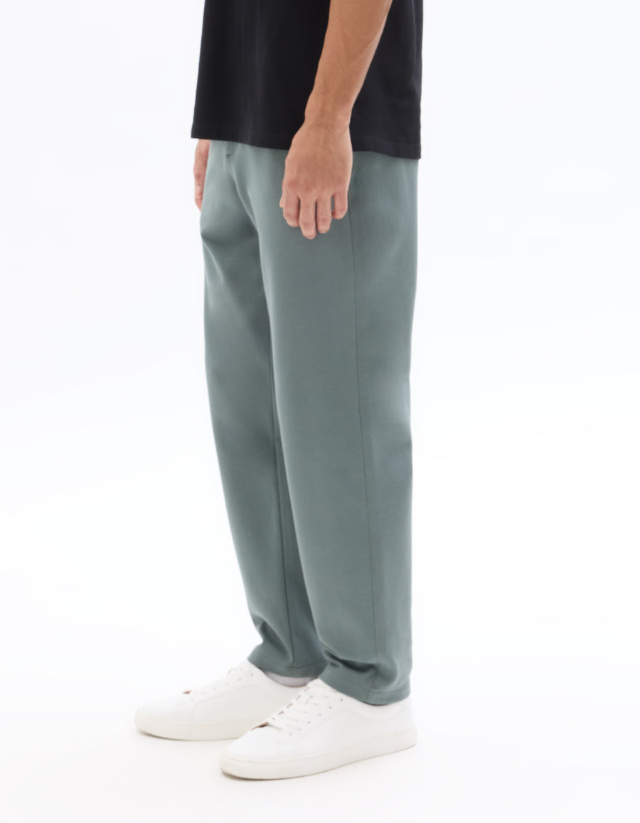 Celio Solid Slim Fit Cotton-Poly-Blend Green Trousers