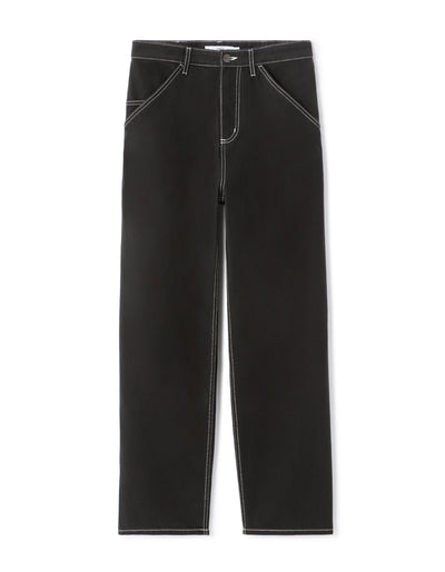 Celio Solid Loose Fit Cotton Black Trousers
