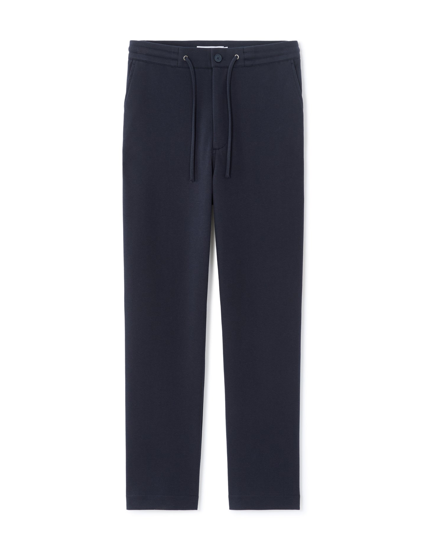 Celio* Men Cotton Navy Blue Solid Straight Fit Trousers