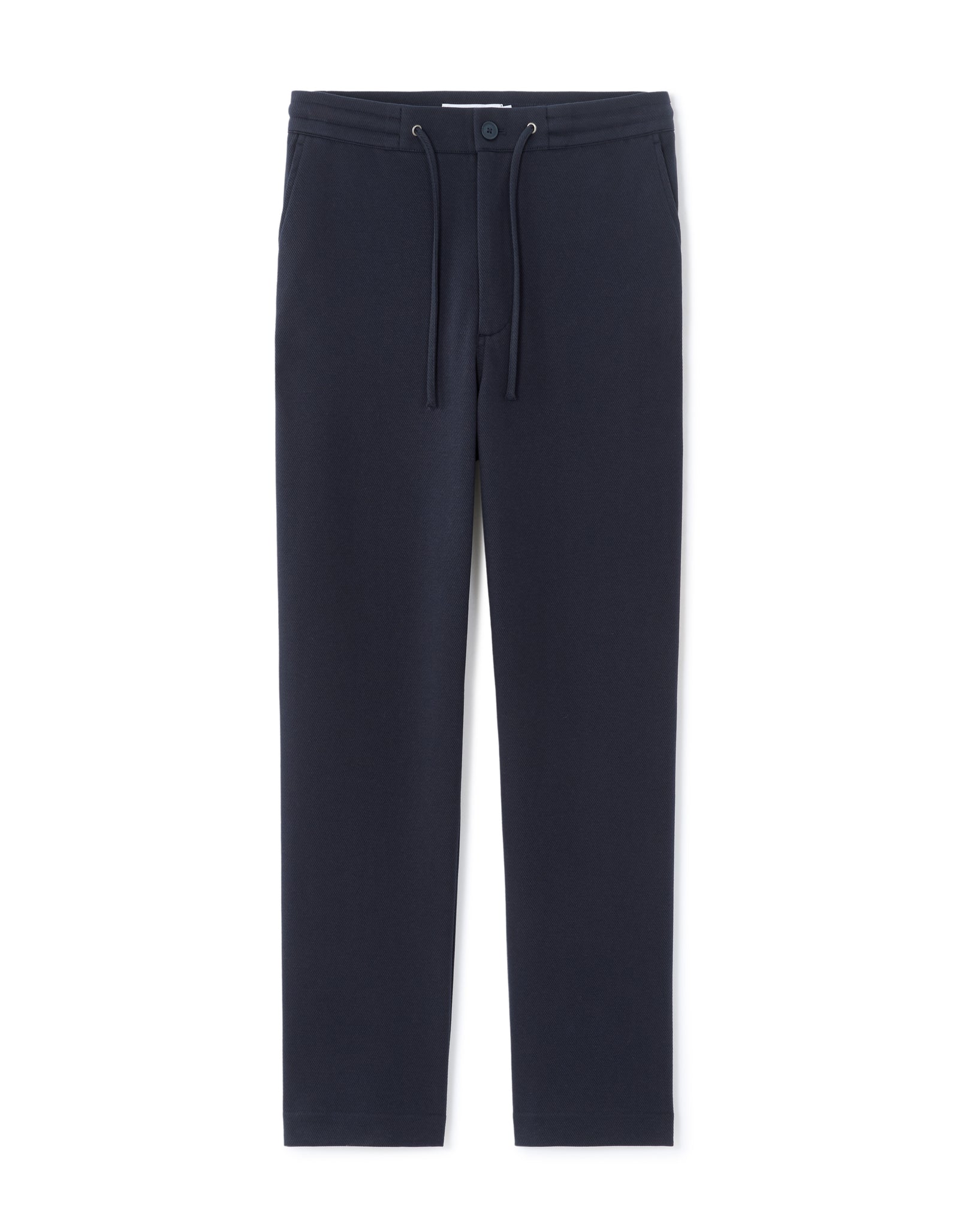 Celio* Men Cotton Navy Blue Solid Straight Fit Trousers