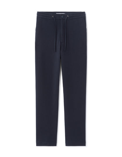 Celio* Men Cotton Navy Blue Solid Straight Fit Trousers