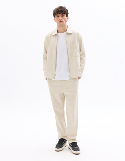 Celio* Solid Straight Fit Men Cotton Beige Trousers