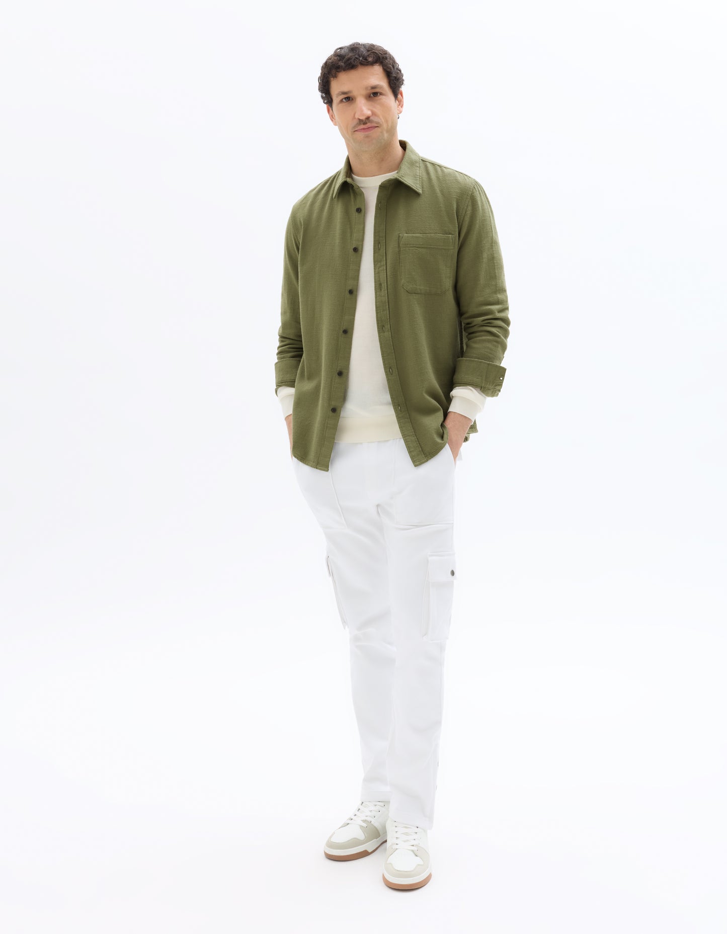 Celio* Regular Fit Olive Solid Men Cotton Shirts