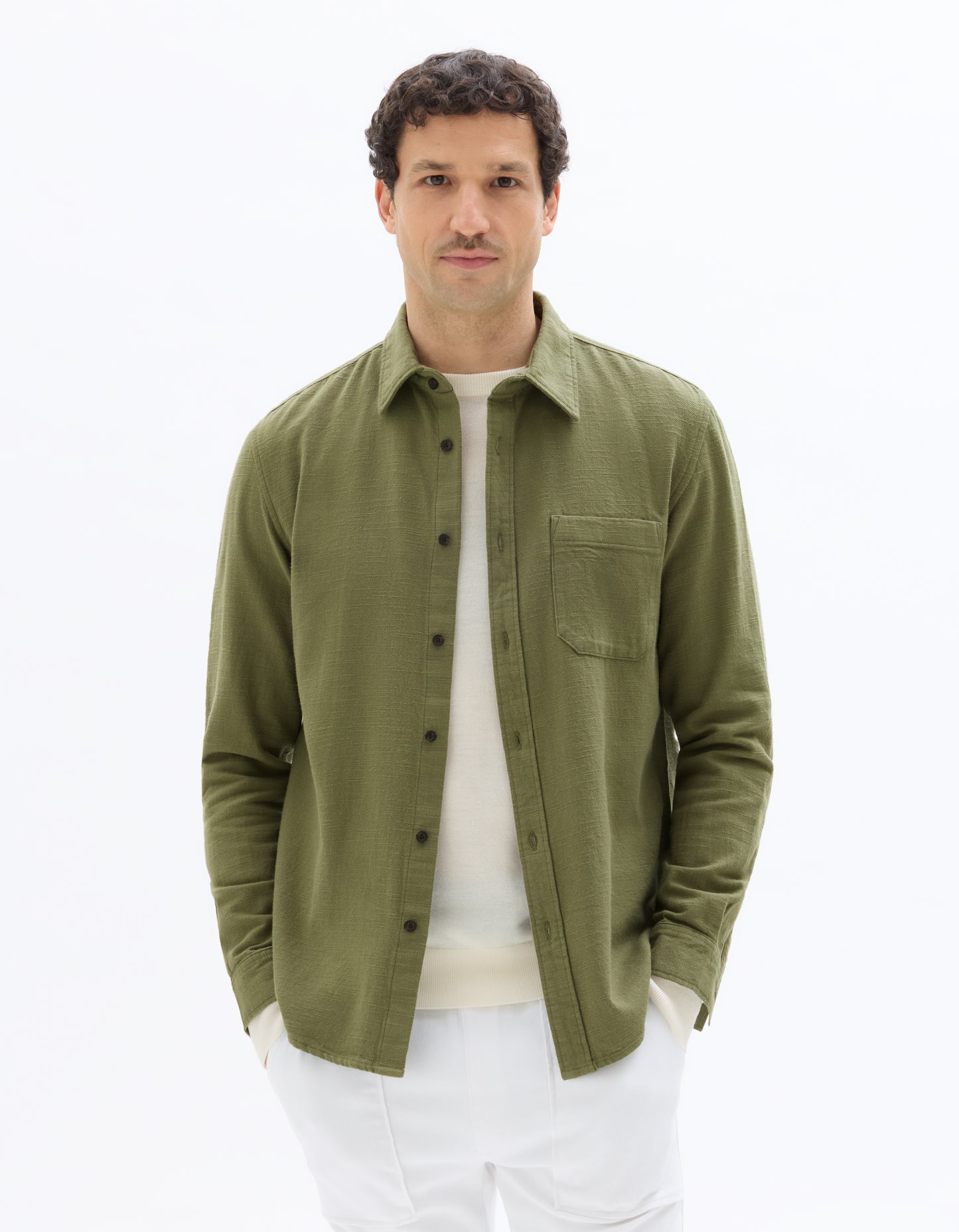 Celio* Regular Fit Olive Solid Men Cotton Shirts