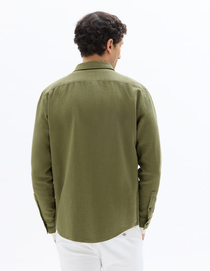 Celio* Regular Fit Olive Solid Men Cotton Shirts