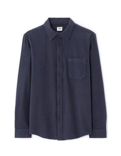 Celio* Navy Blue Cotton Men Solid Regular Fit Shirts