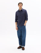 Celio* Navy Blue Cotton Men Solid Regular Fit Shirts