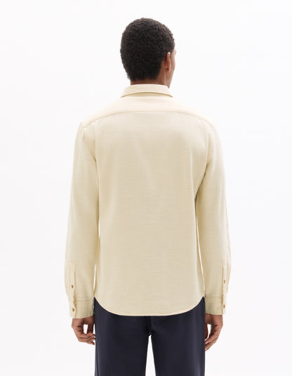 Celio* White Cotton Men Solid Regular Fit Off Shirts