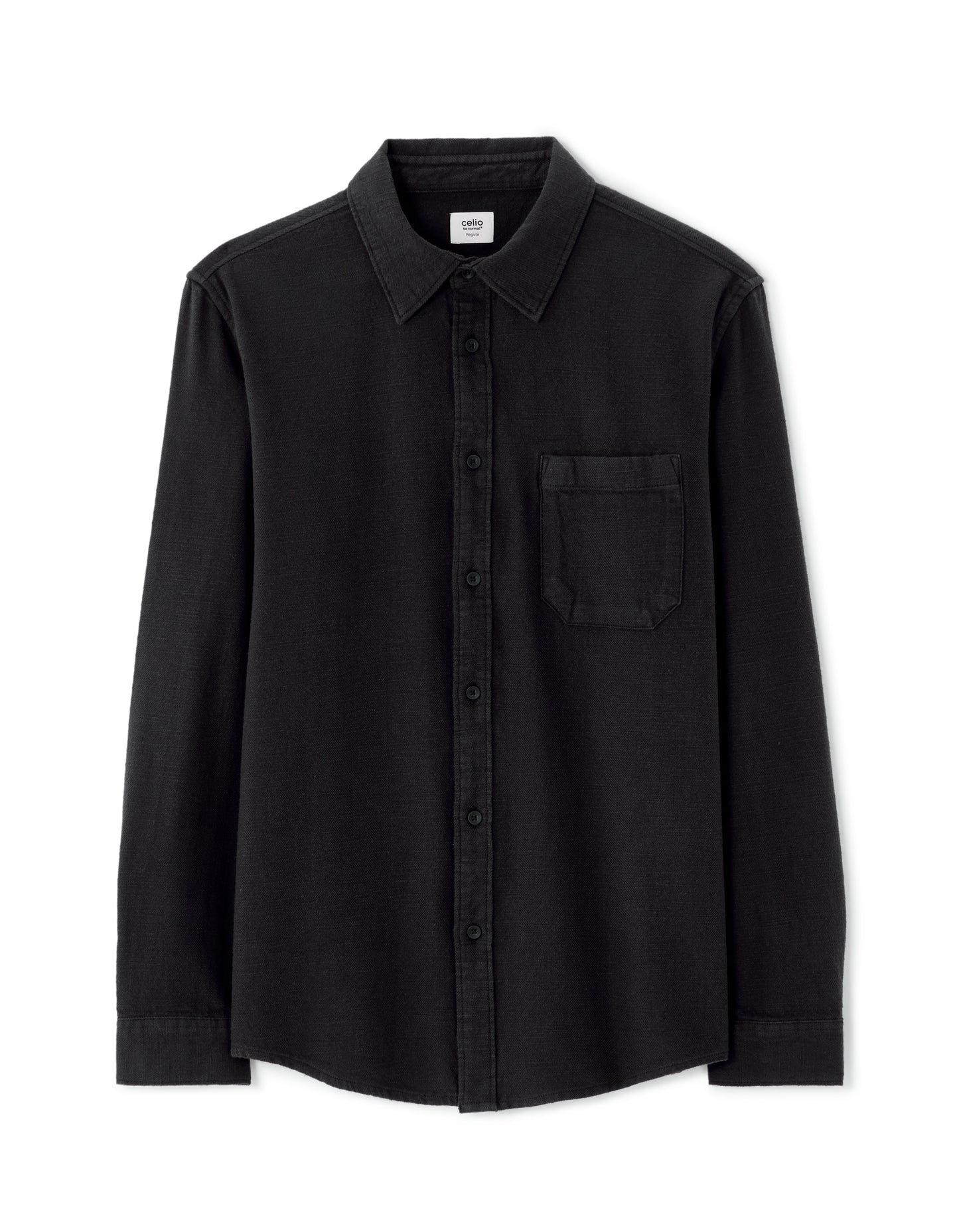 Celio* Regular Fit Men Solid Black Cotton Shirts