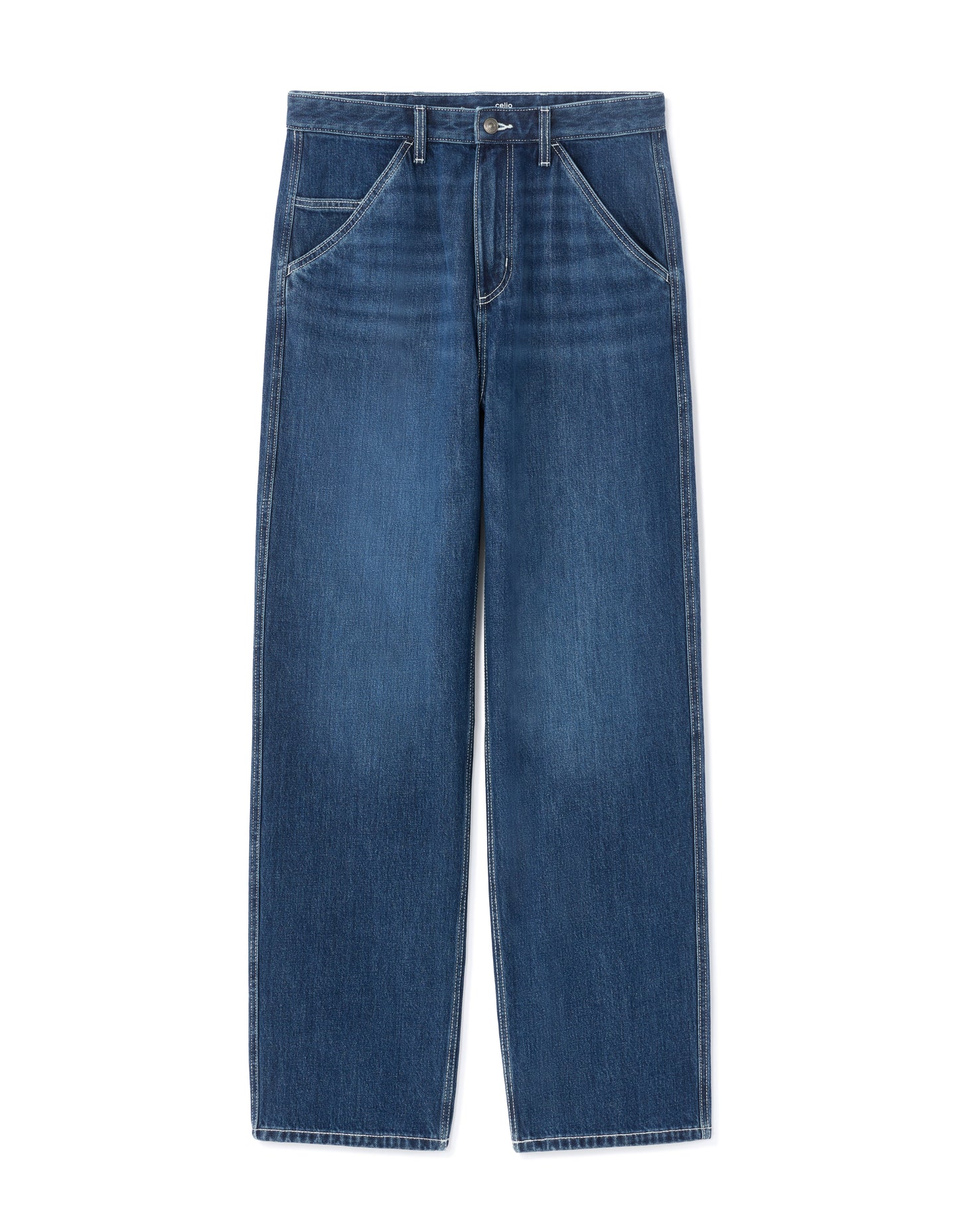 Celio* Men Cotton Solid Blue Baggy Fit Jeans