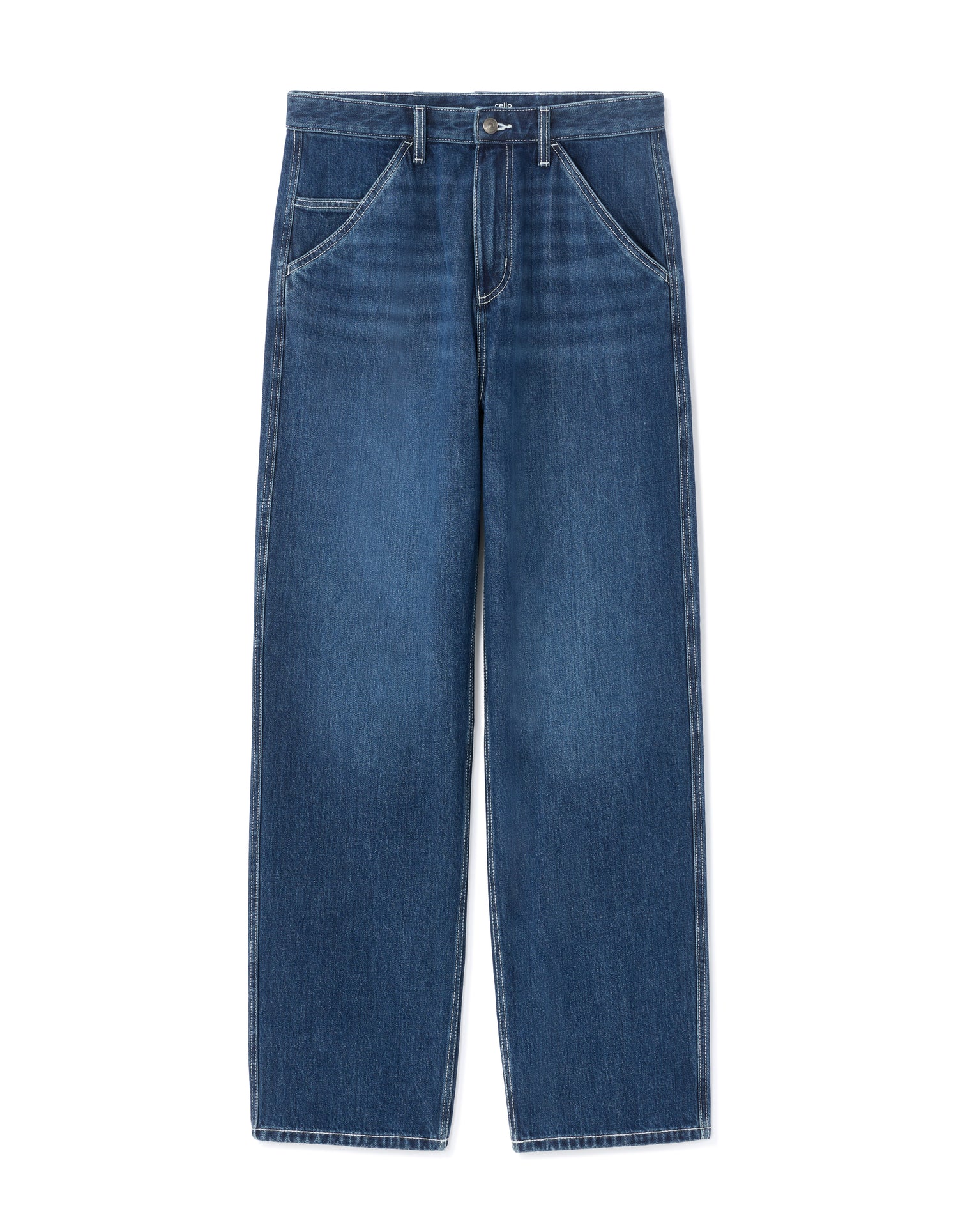 Baggy Fit 100% Cotton Jeans - Blue