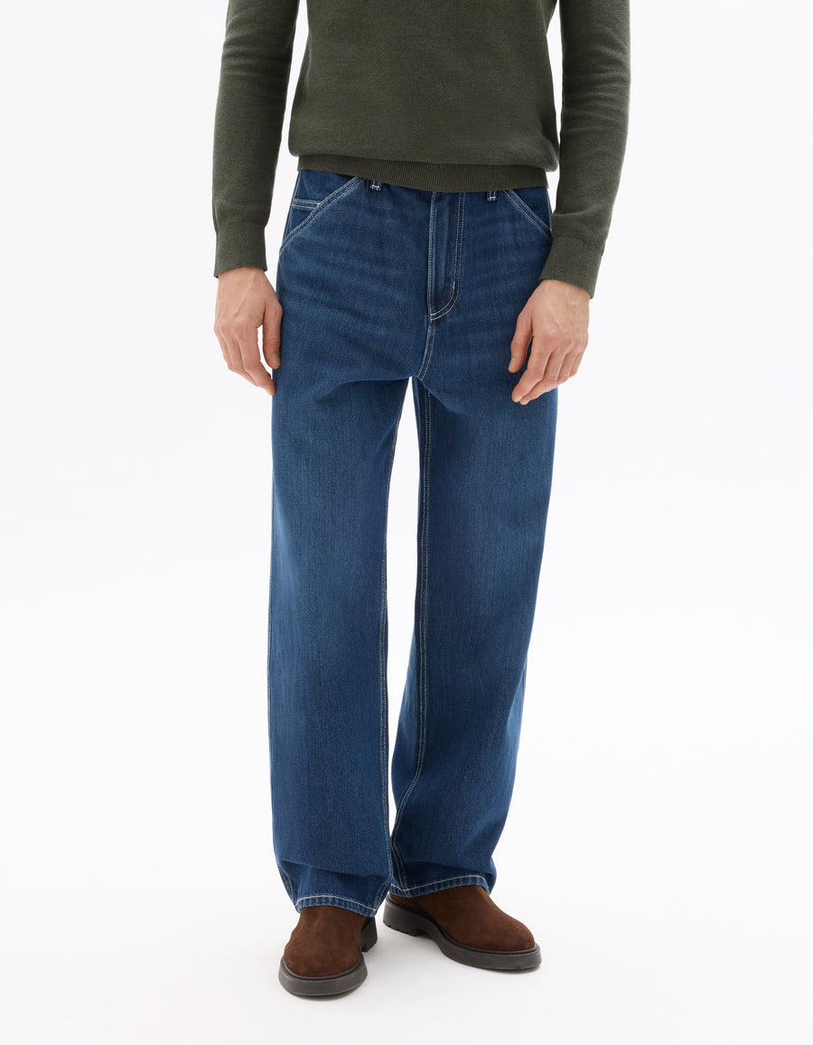 Celio* Men Cotton Solid Blue Baggy Fit Jeans