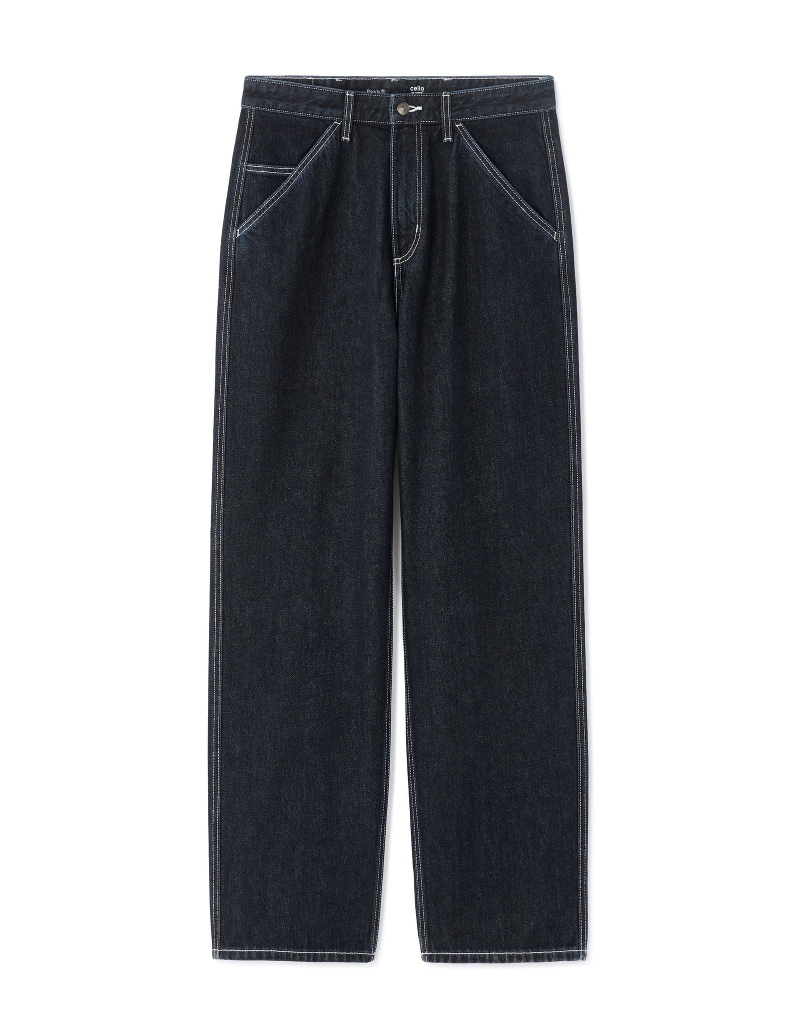 Celio* Men Blue Solid Baggy Fit Cotton Jeans