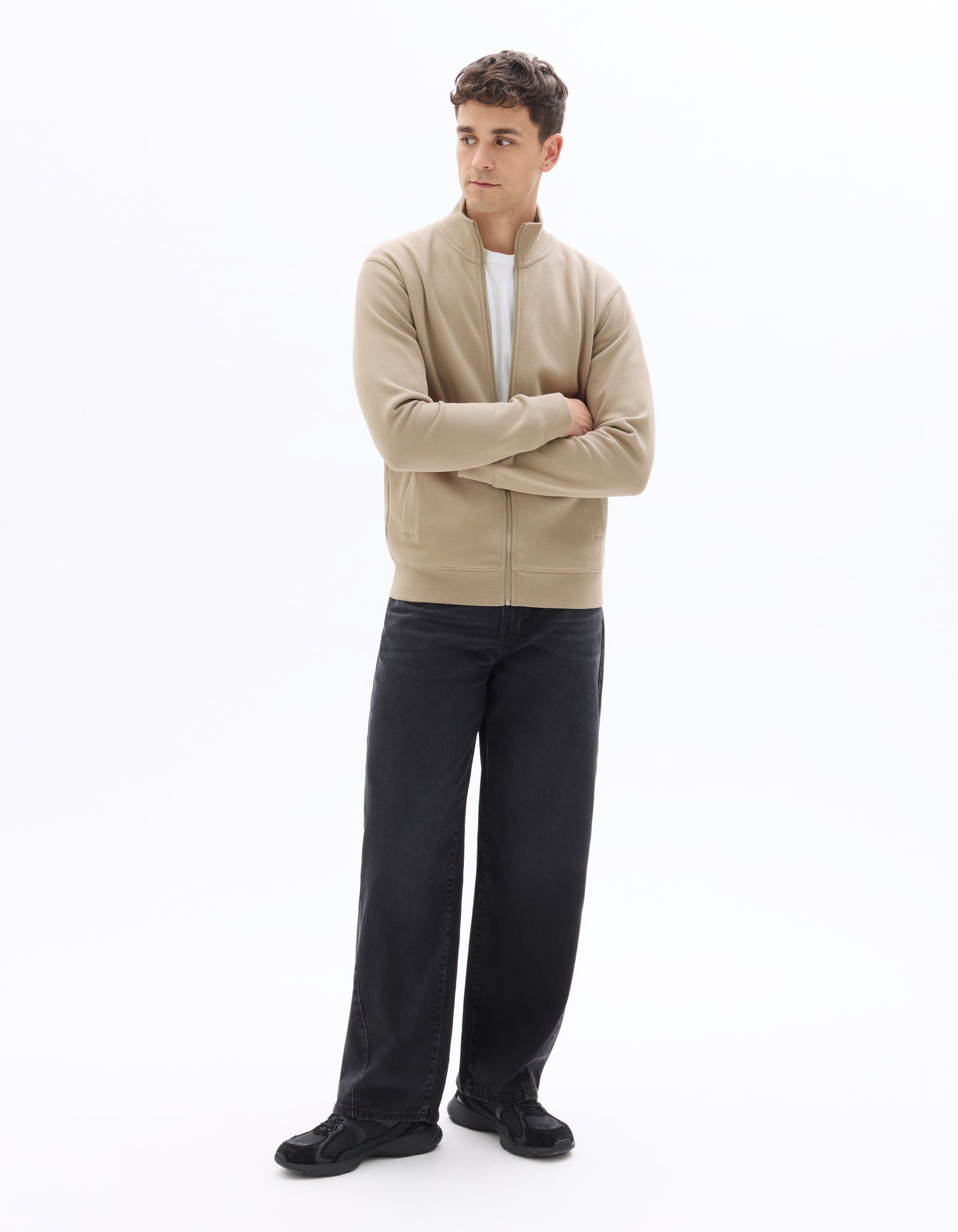 Regular Fit Poly-100% Cotton Solid High Neck Sweaters