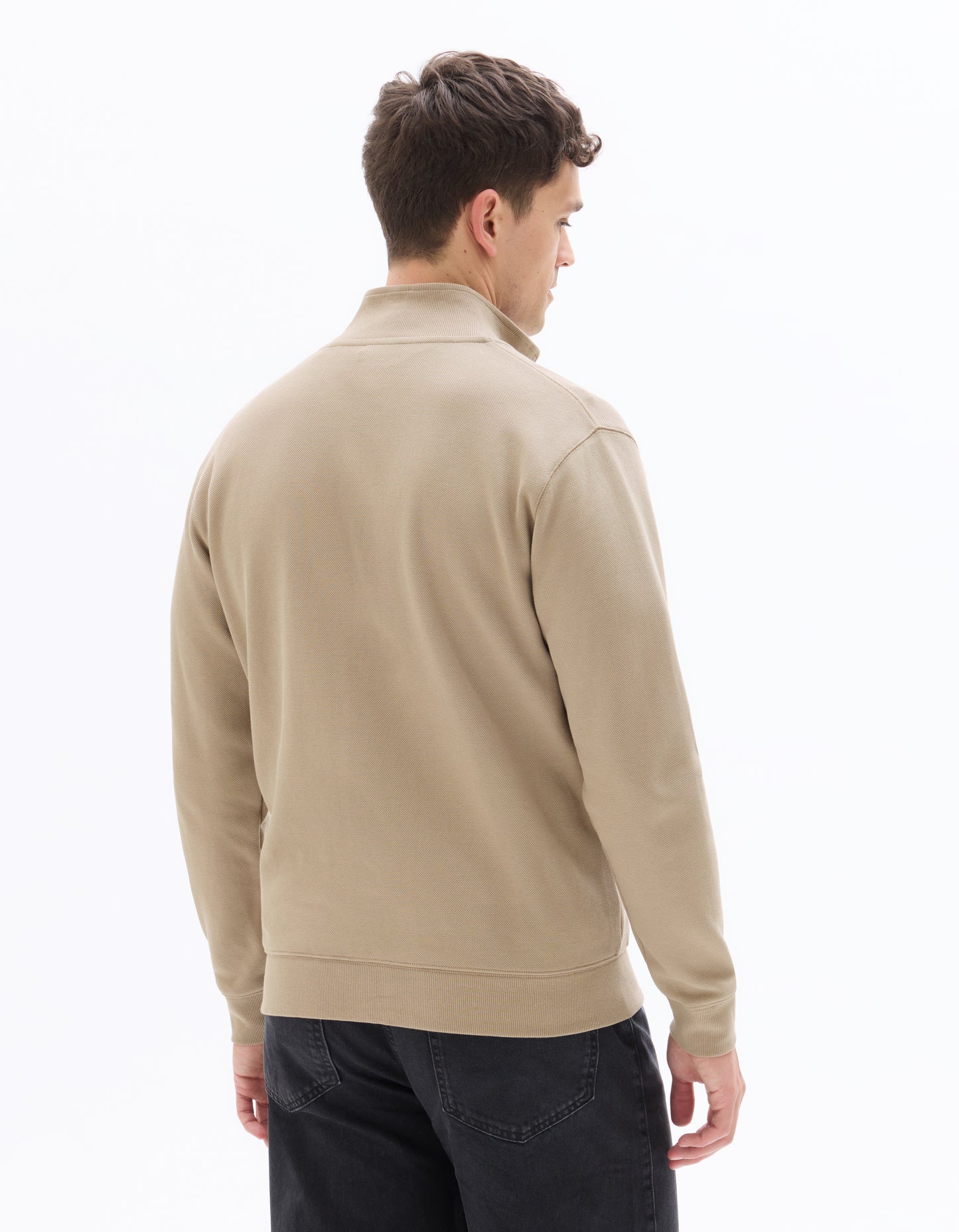 Regular Fit Poly-100% Cotton Solid High Neck Sweaters