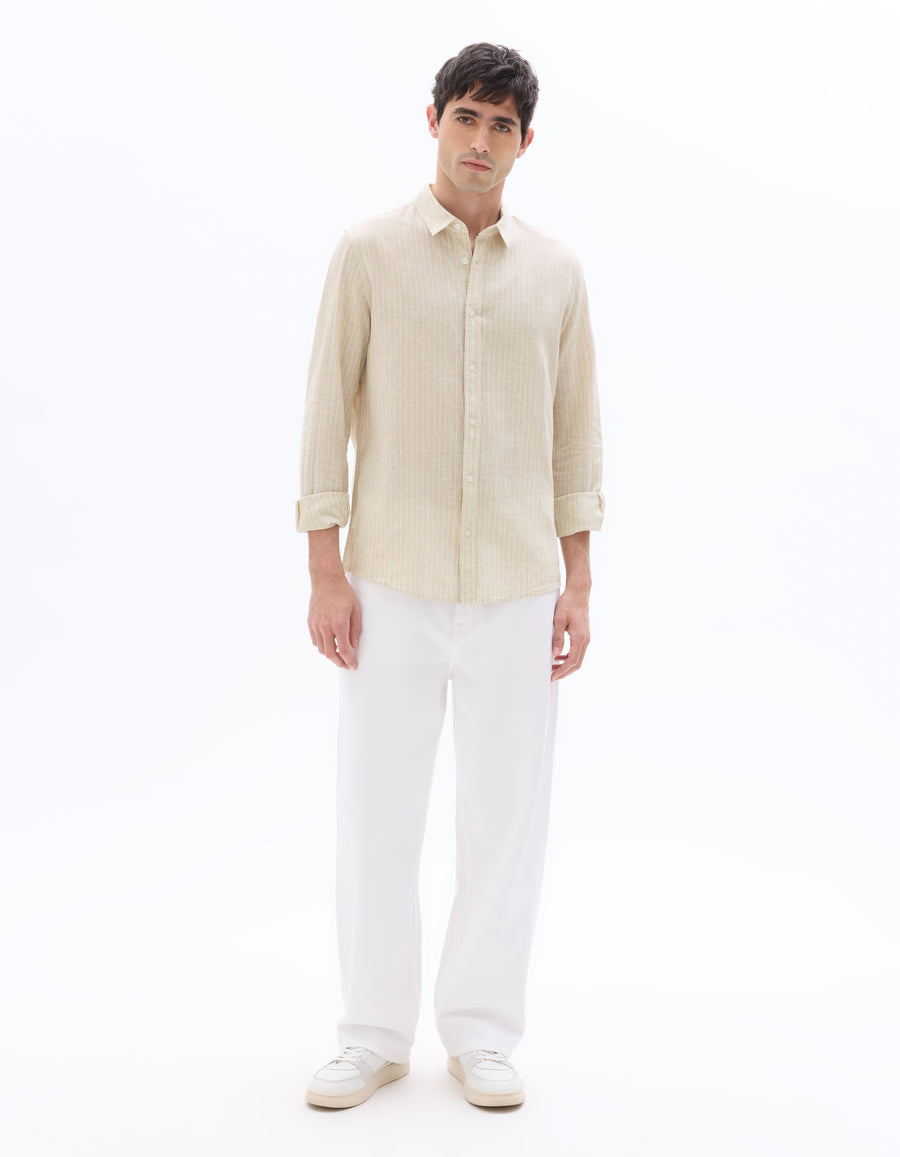 Regular Fit Linen Solid Shirt - Natural