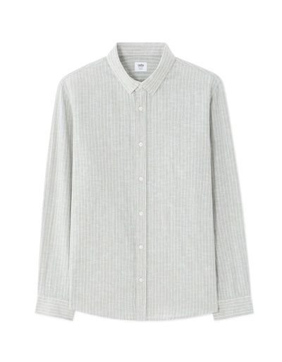 Celio Solid Regular Fit Cotton-Linen-Blend Green Shirts