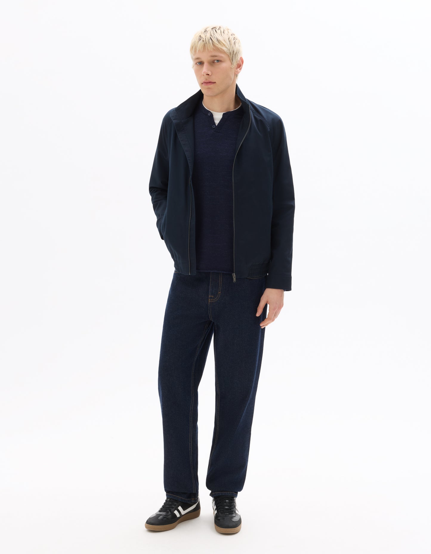 Regular Fit Poly-Cotton Solid High Neck Jackets