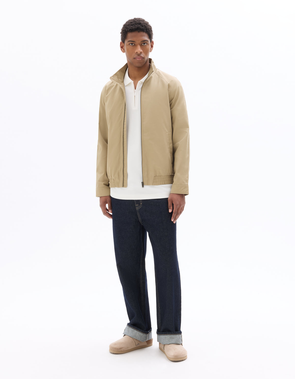 Regular Fit Poly-Cotton Solid High Neck Jackets