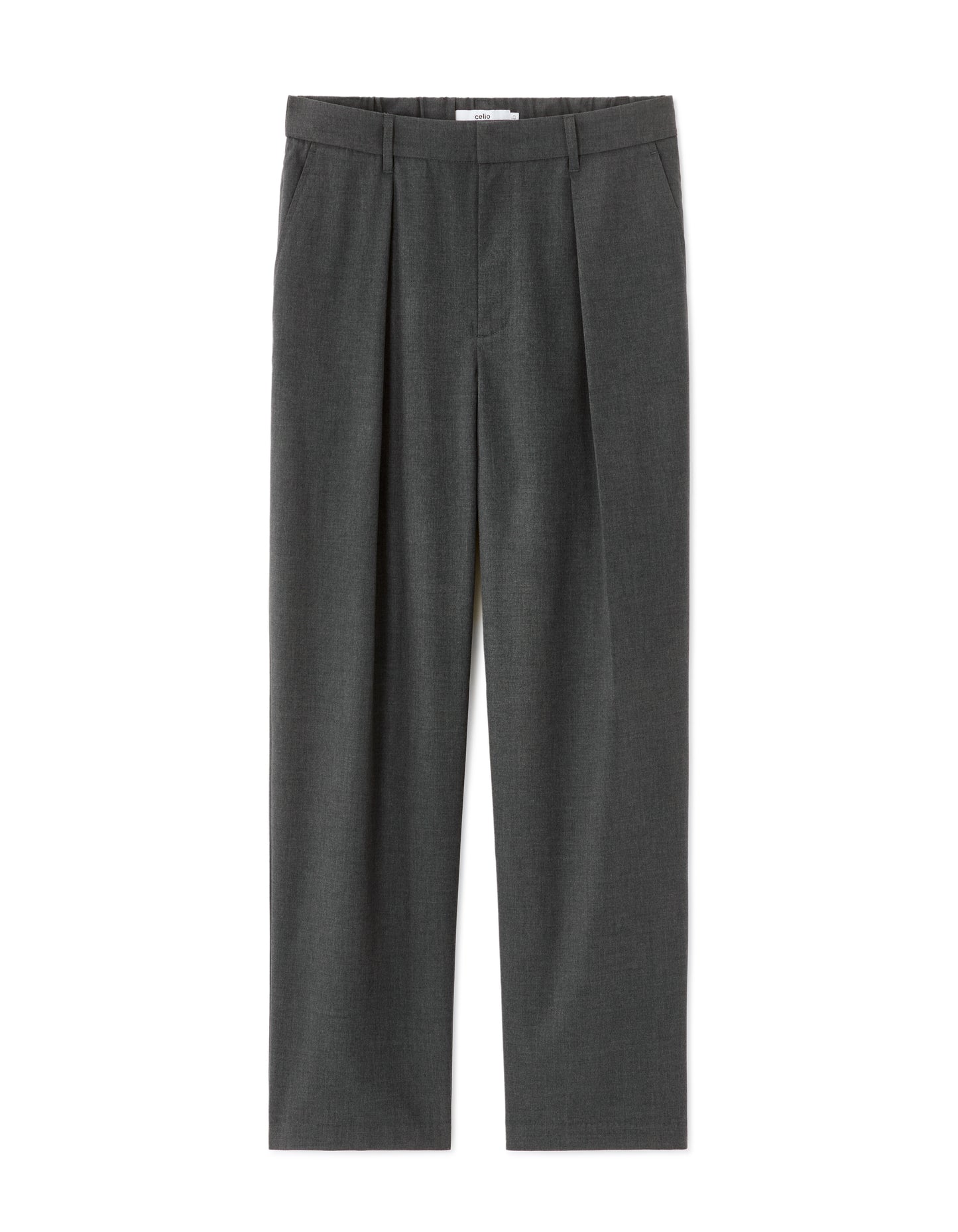Celio Solid Loose Fit Poly-Blend Grey Trousers