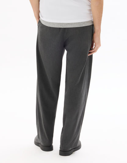 Celio Solid Loose Fit Poly-Blend Grey Trousers