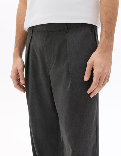 Celio Solid Loose Fit Poly-Blend Grey Trousers