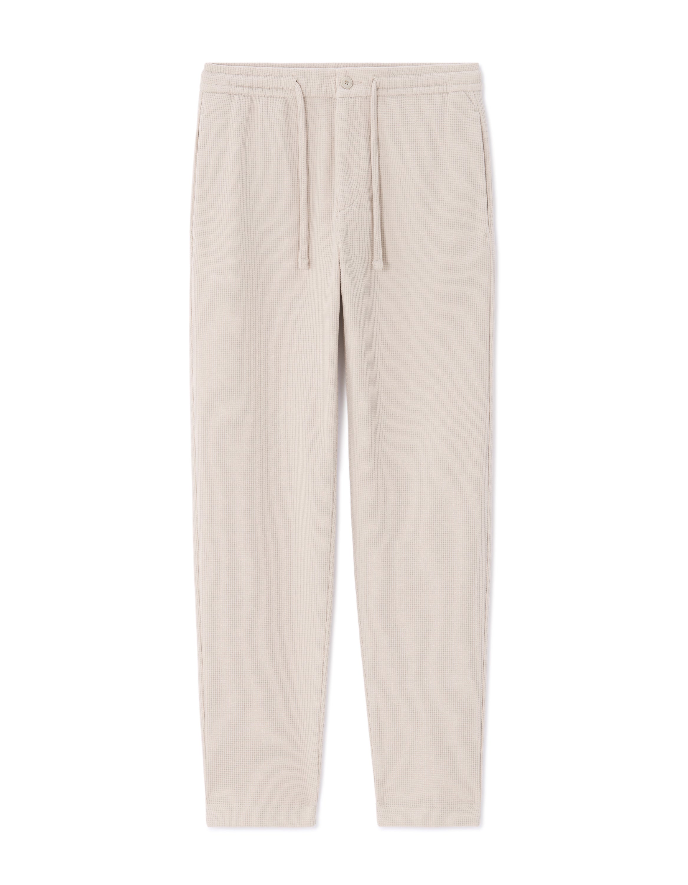 Slim Fit Cotton Blend Trousers - Beige