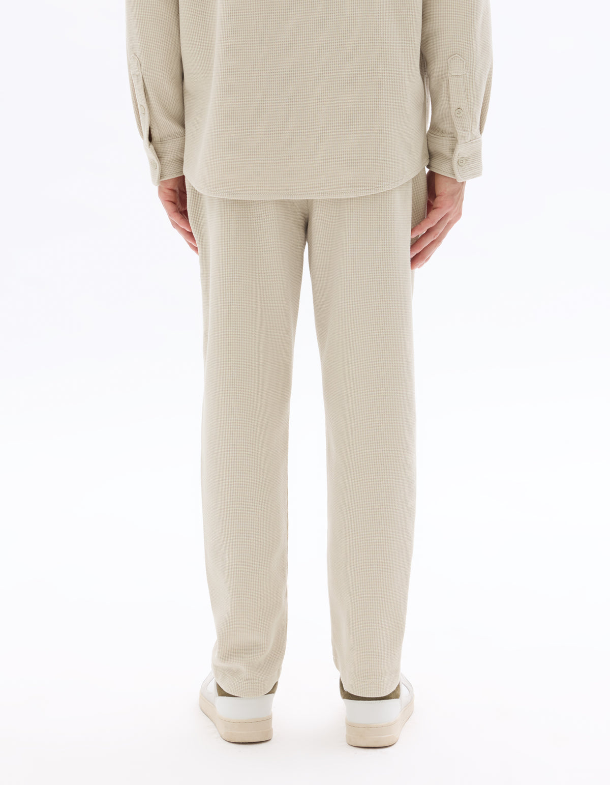 Slim Fit Cotton Blend Trousers - Beige