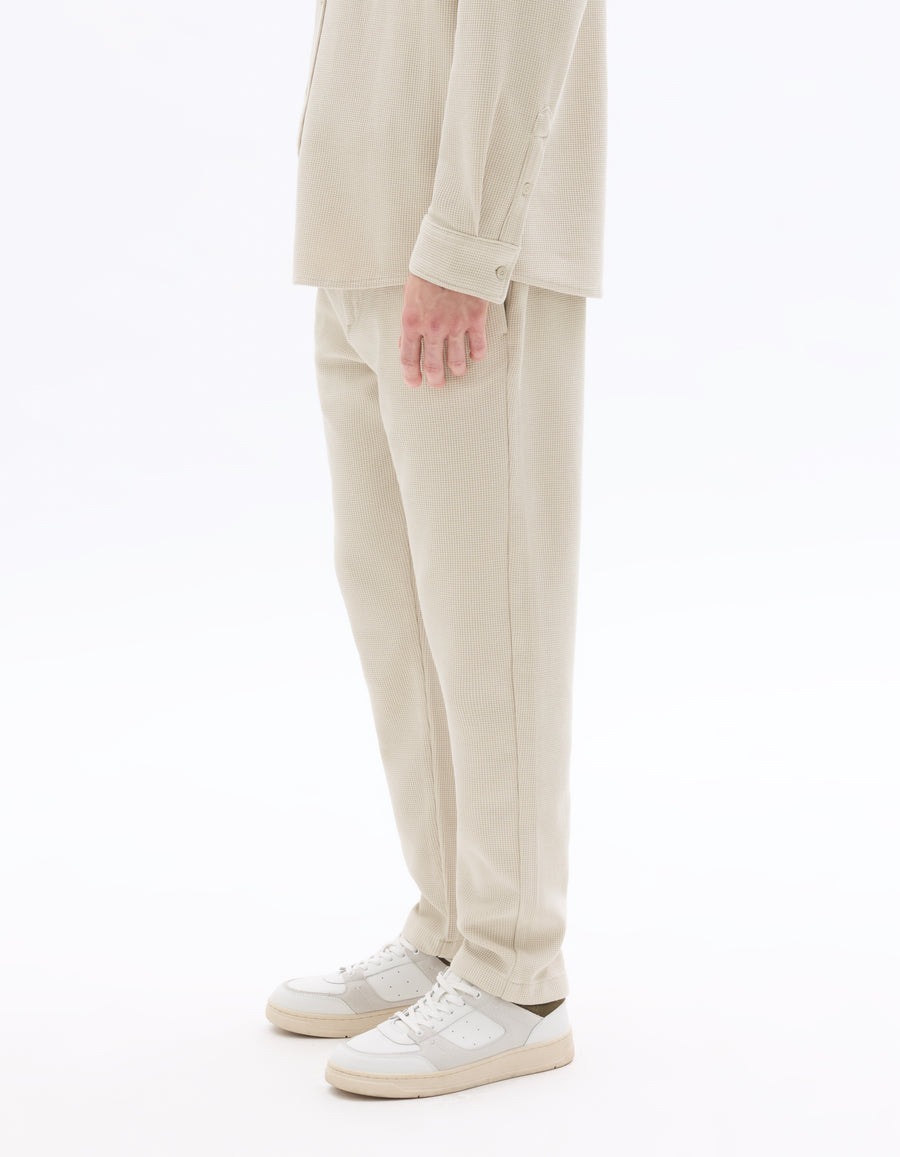 Slim Fit Cotton Blend Trousers - Beige